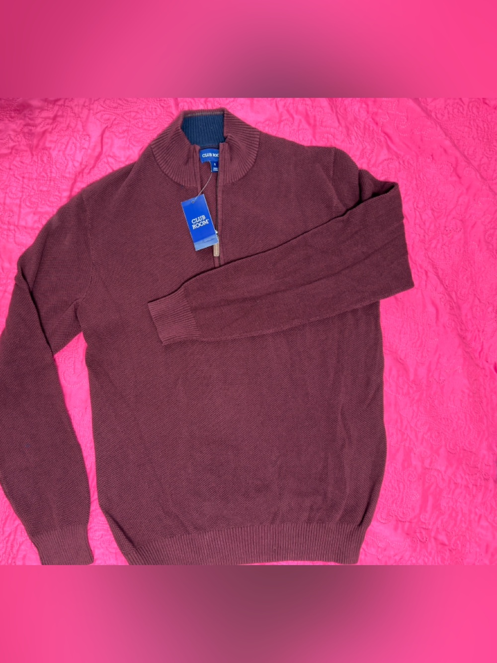 Club Room Men's Wine Half-Zip Pullover Sweater